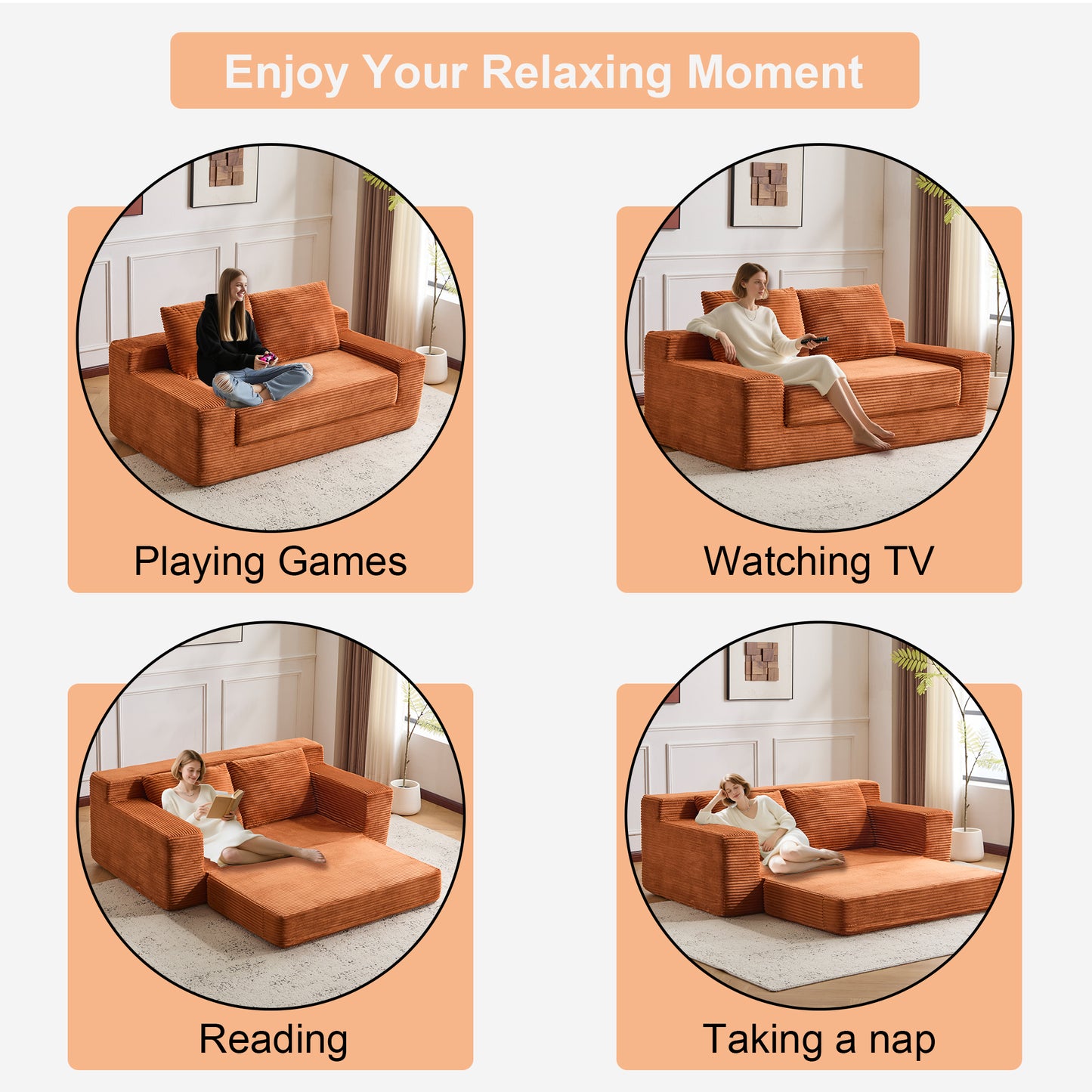 Comfortable Loveseat Sofa Bed with Pillows,No Assembly Required