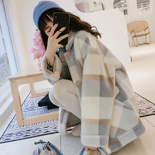 Manteau ajusté en laine mélangée d'agneau