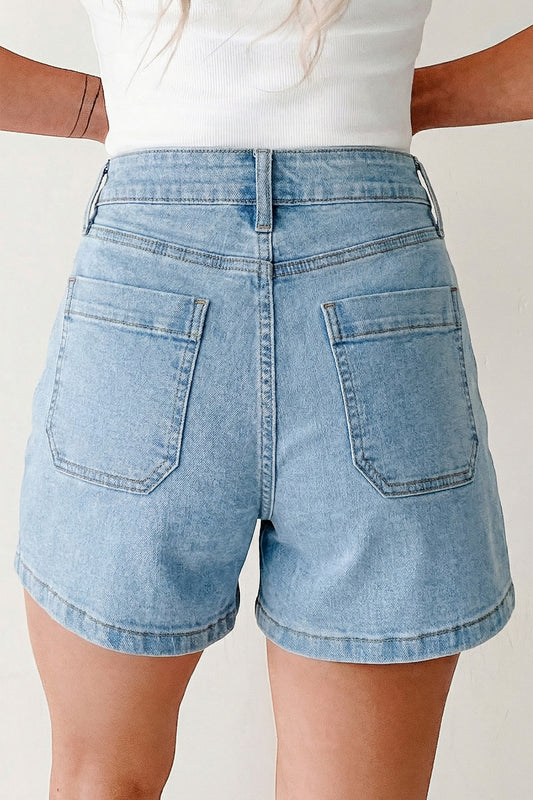 Short en jean à poches plaquées taille haute Myosotis