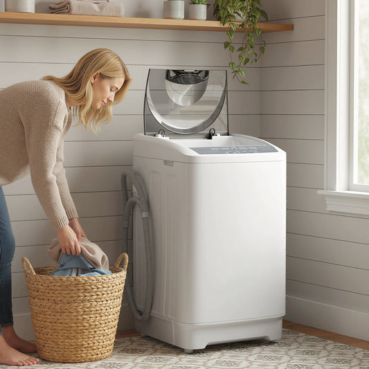 Lave-linge compact entièrement automatique avec 8 programmes et 6 niveaux d'eau