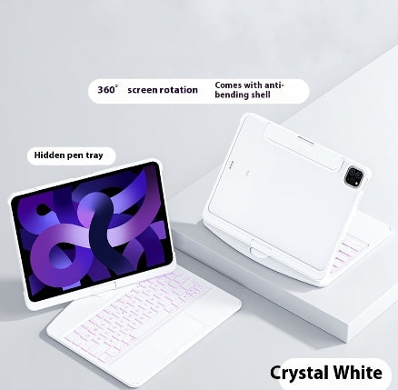 Étui transparent avec clavier pivotant à 360° pour iPad avec porte-stylet