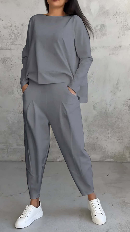 Ensemble femme irrégulier à manches longues avec poches