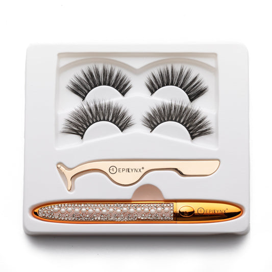 Kit de Faux Cils Sans Colle – Eyeliner Waterproof, Cils Réutilisables & Formule Végane