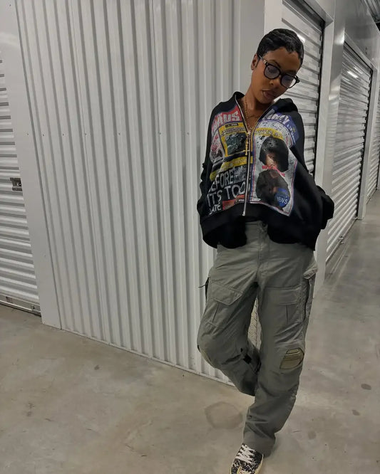 Sweat à capuche zippé Y2K Streetwear Femme