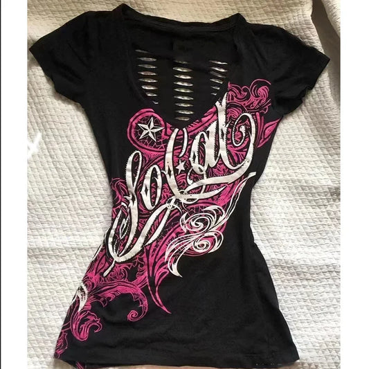 T-shirt vintage femme sexy style gothique années 90