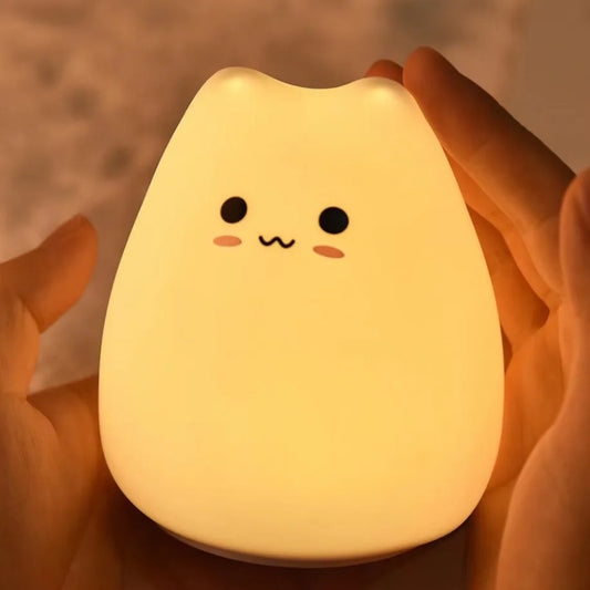 Veilleuse LED chat mignon en silicone souple portable