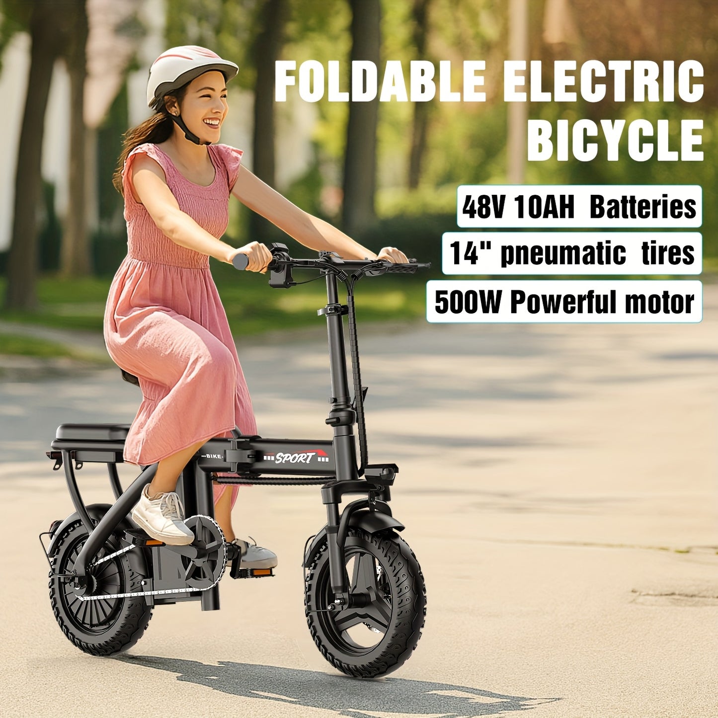 Vélo électrique pliant léger 500 W pour adultes
