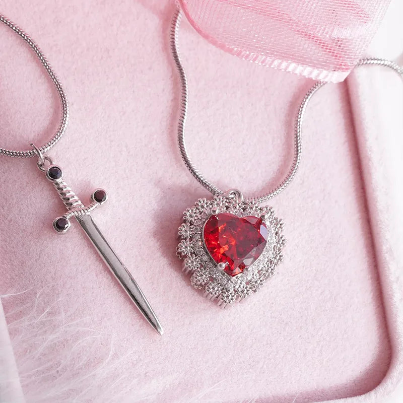 Gothic Punk One Arrow Through The Heart Creative Two Color Couple Necklace