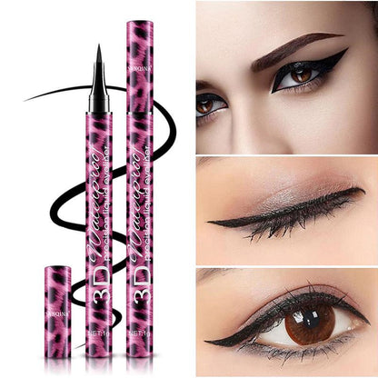 Mascara Noir Imperméable Fibre 4D + Eyeliner Liquide Effet Léopard