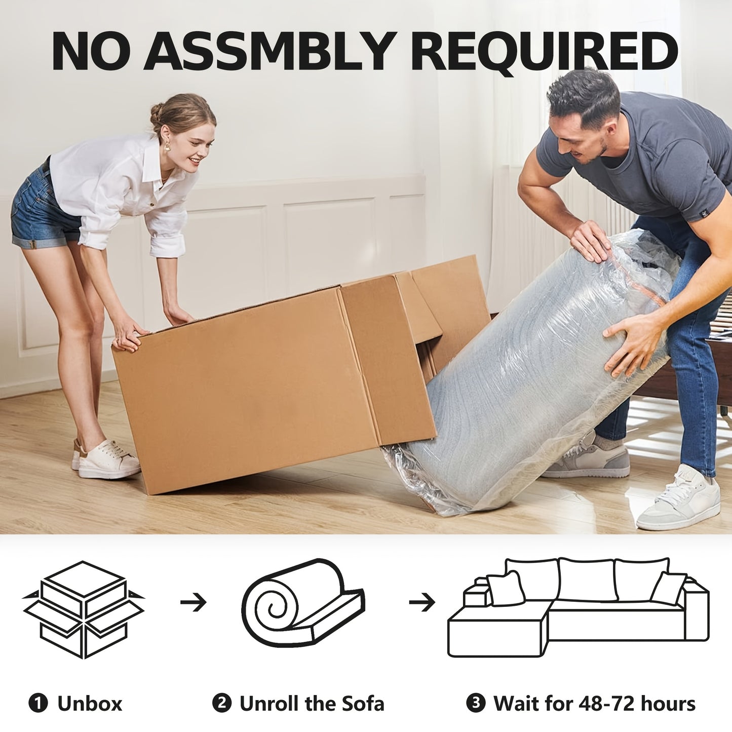 Oversized L Shaped Couch With Chaise  No Assembly Required