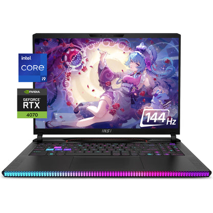 PC portable gamer MSI Raider GE68HX, écran FHD 144 Hz de 16 pouces, Intel Core i9-14900HX, NVIDIA GeForce RTX 4070, 64 Go de RAM DDR5, SSD de 4 To, rétroéclairage RVB, Wi-Fi 7, Windows 11 Famille