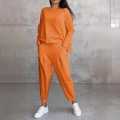 Women's Irregular Long-Sleeved Set with Pockets