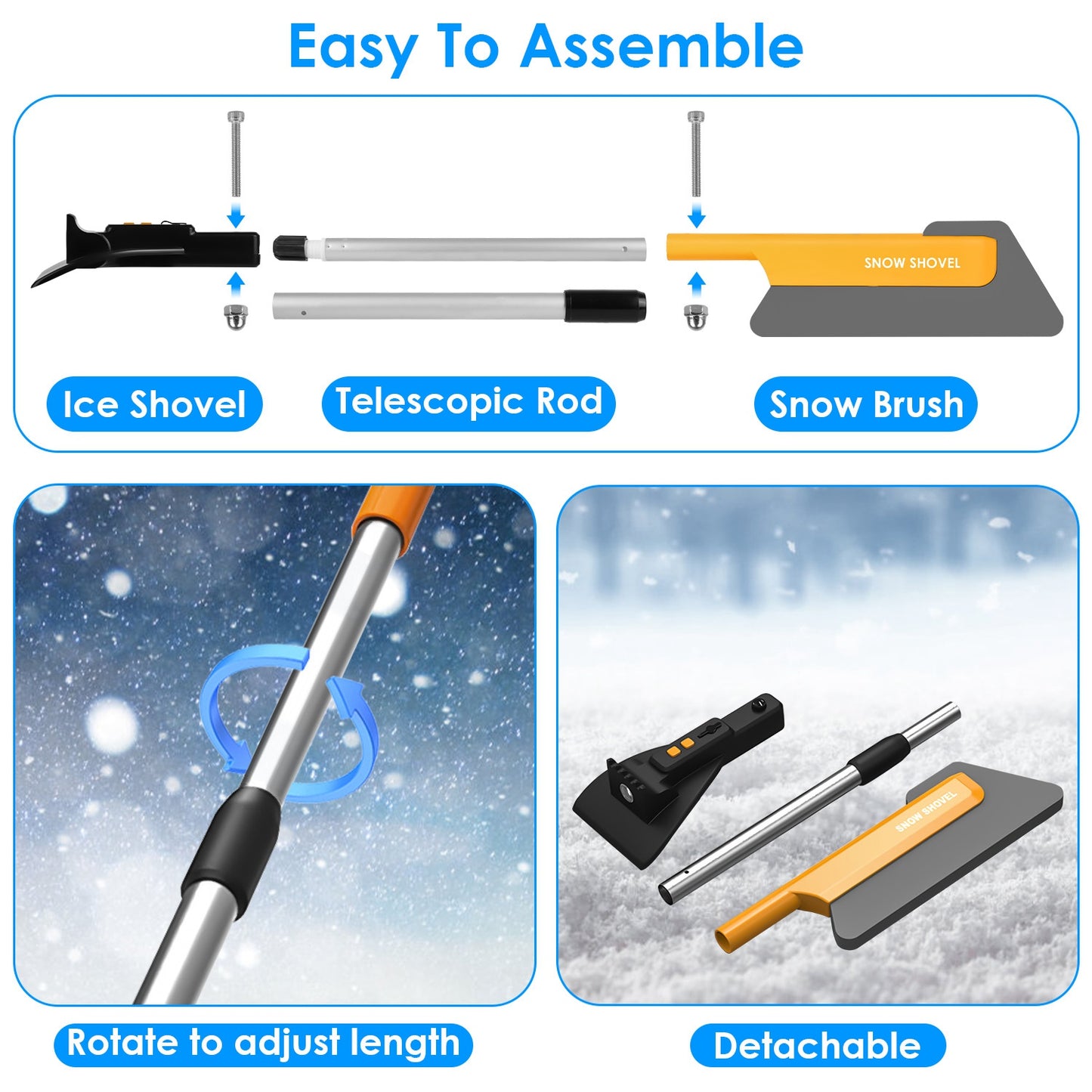 3 In 1 Windshield Ice Scraper with Lights