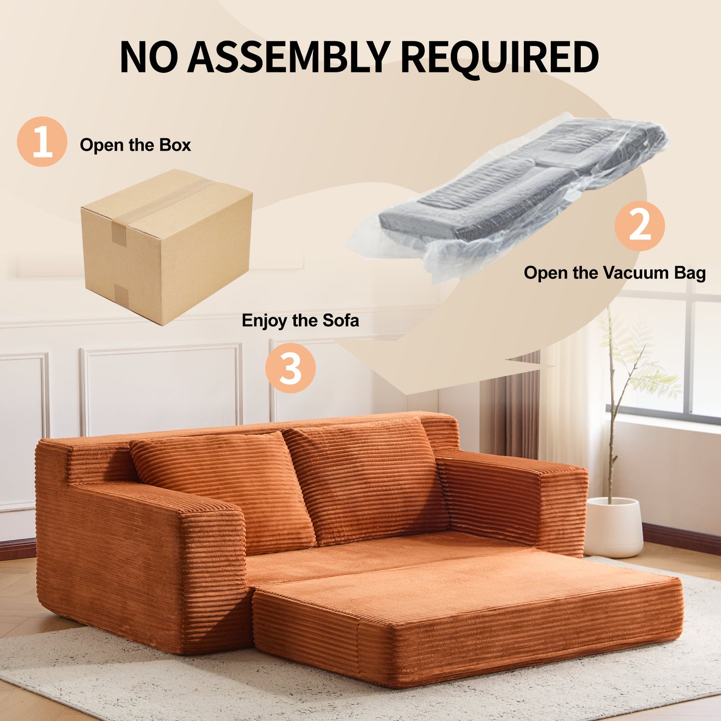 Comfortable Loveseat Sofa Bed with Pillows,No Assembly Required