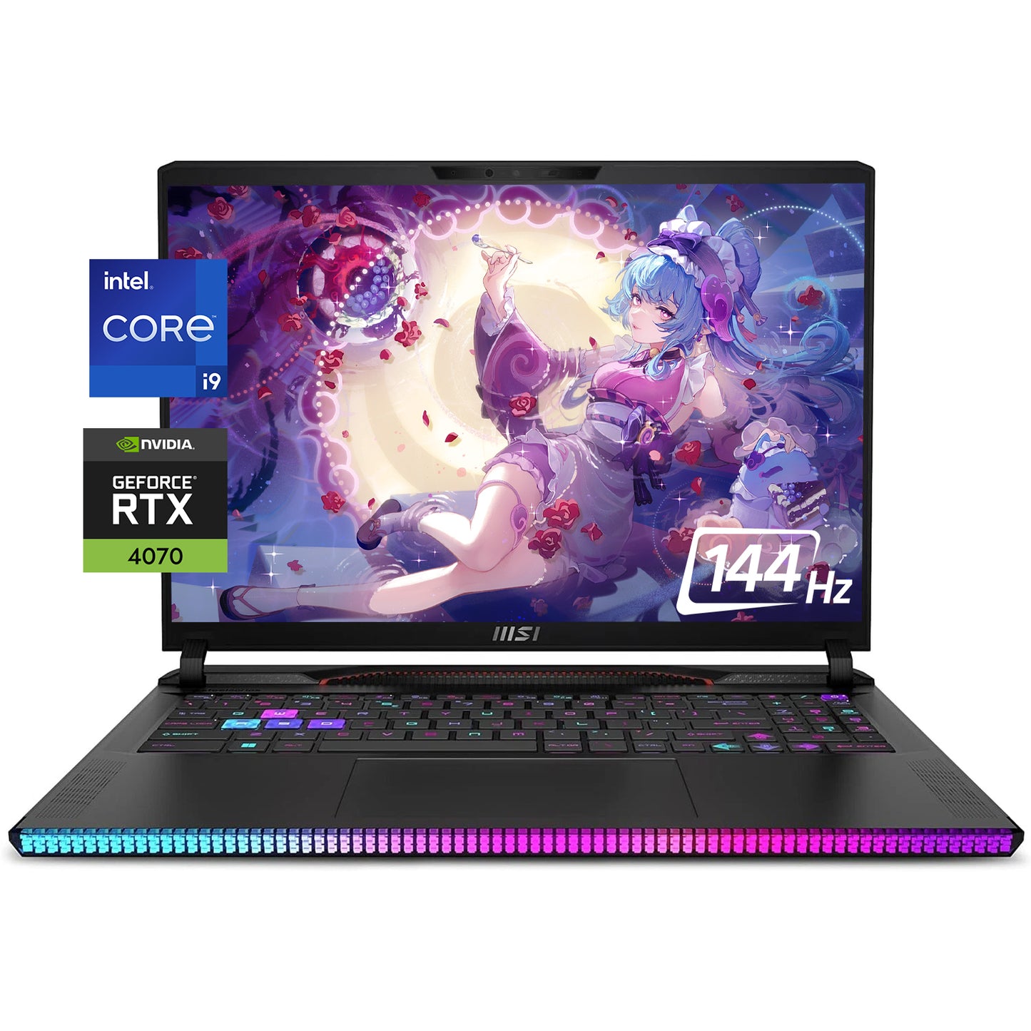 PC portable gamer MSI Raider GE68HX, écran FHD 144 Hz de 16 pouces, Intel Core i9-14900HX, NVIDIA GeForce RTX 4070, 64 Go de RAM DDR5, SSD de 4 To, rétroéclairage RVB, Wi-Fi 7, Windows 11 Famille