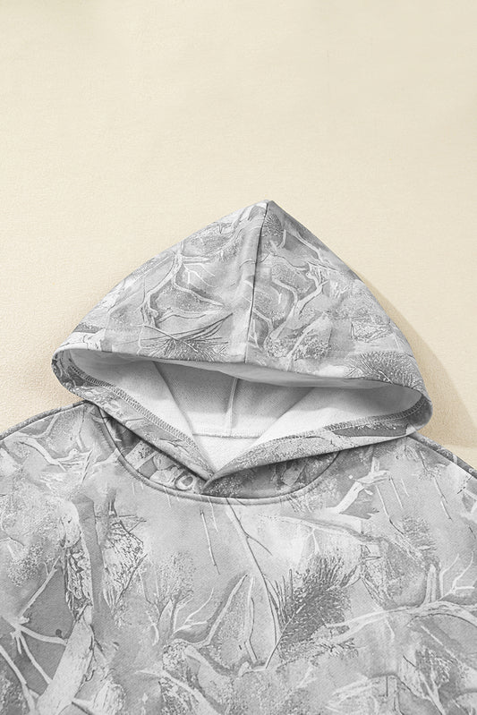 Sweat à capuche oversize sport imprimé camouflage gris boisé