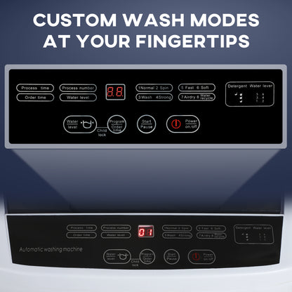 Full Automatic Compact Washing Machine with 8 Programs and 6 Water Levels