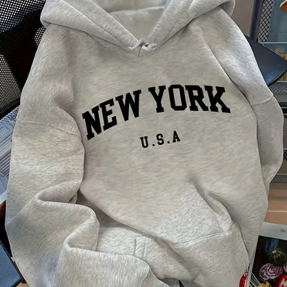 Relaxed Fit NEW YORK U.S.A Women's Hoodie