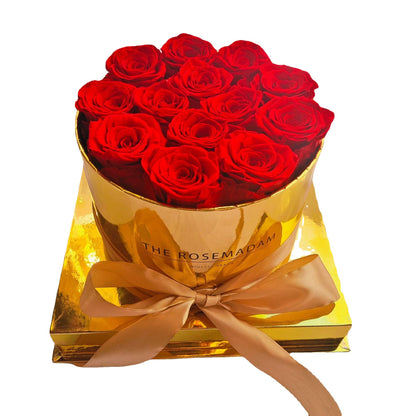 Silver Mirror Round Preserved Flower Roses