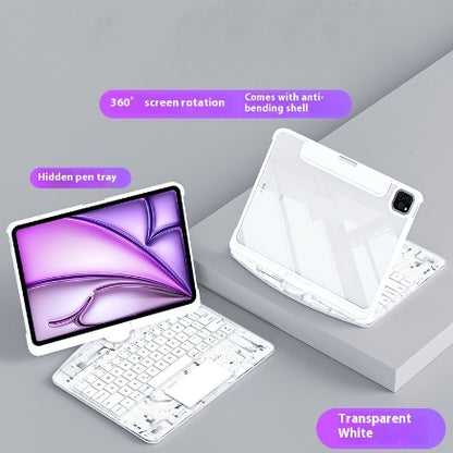 Étui transparent avec clavier pivotant à 360° pour iPad avec porte-stylet