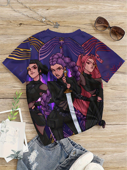 Girls' Anime Warrior 3D Digital Print T-Shirt -