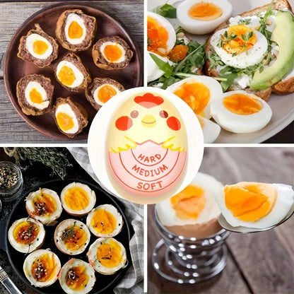 Egg Timer and Boiler - Pastel Yellow Egg Cup with Medium, Hard, Soft Labels