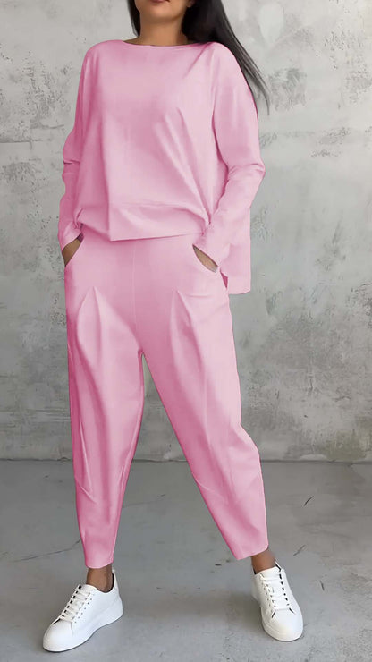 Women's Irregular Long-Sleeved Set with Pockets
