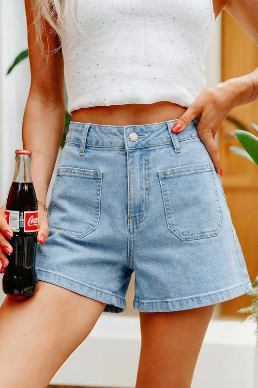 Short en jean à poches plaquées taille haute Myosotis