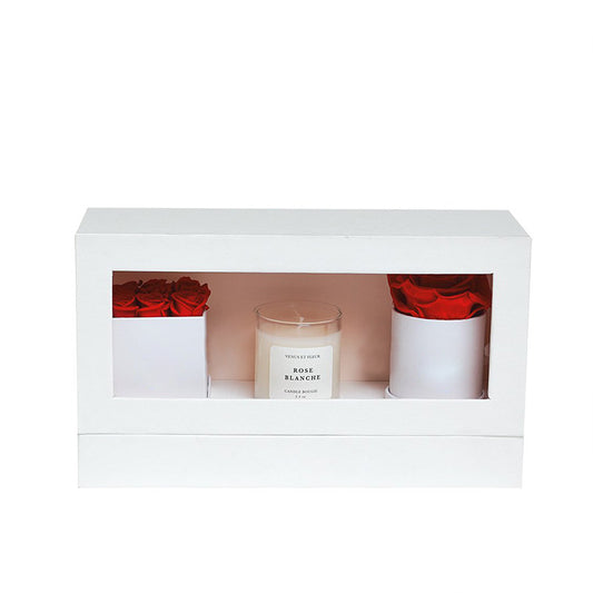 Coffret Saint-Valentin Rose Éternelle et Bougie d'Aromathérapie