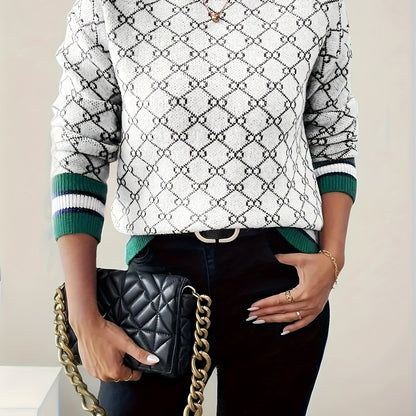 Women's Pink Elegant Geometric Sweater