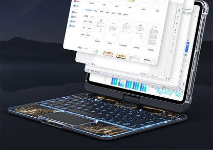 Étui transparent avec clavier pivotant à 360° pour iPad avec porte-stylet