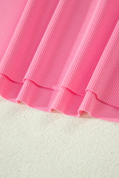 Ensemble de 2 pièces, un débardeur rose fin et un short taille haute élastique
