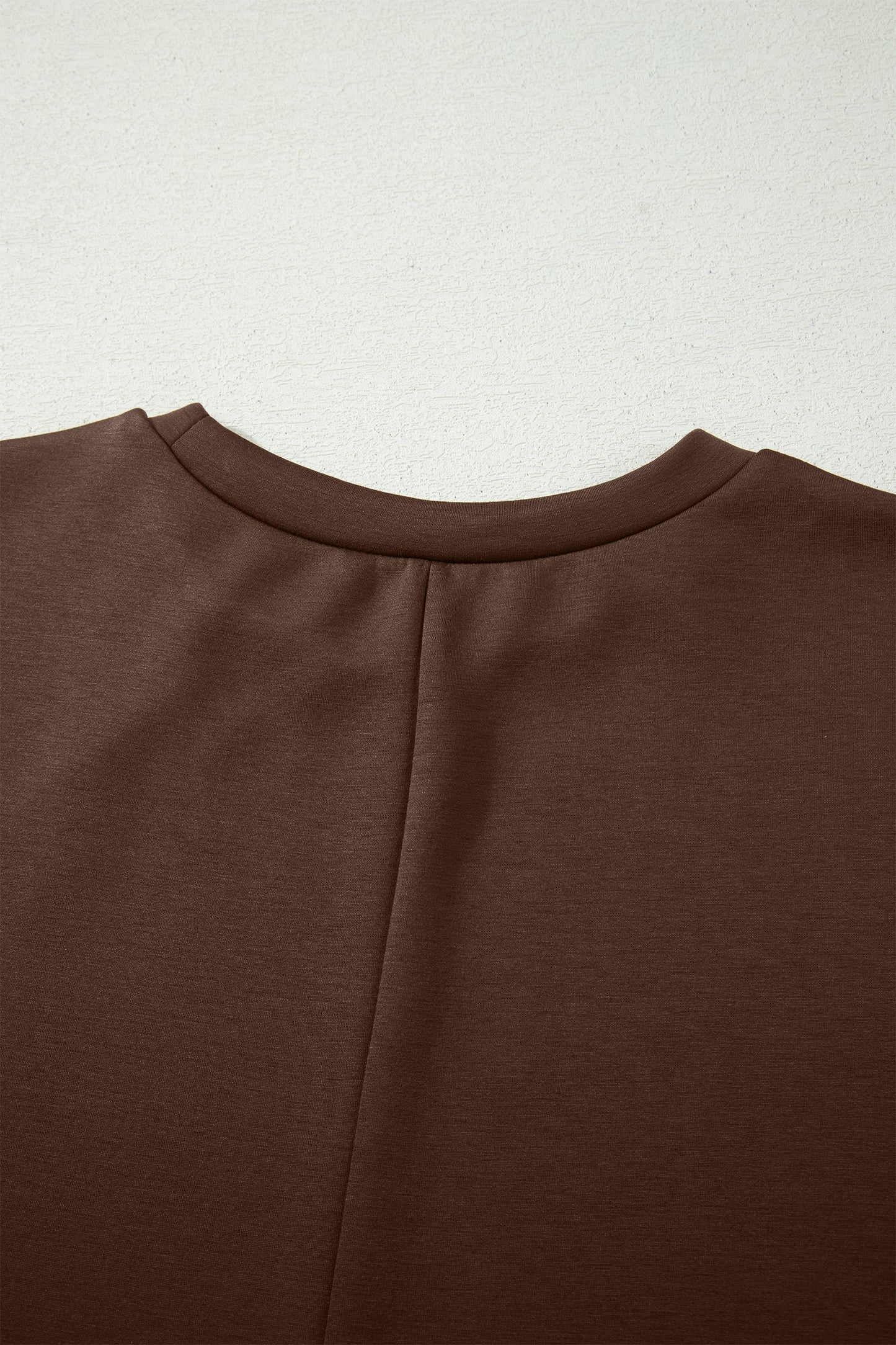 Rood Sandelhout Effen Kleur Lange T-Shirt Jurk met Splitten