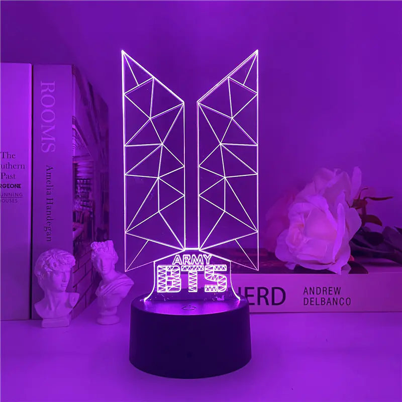 BTS USB Touch Remote Colorful 3D LED Night Light