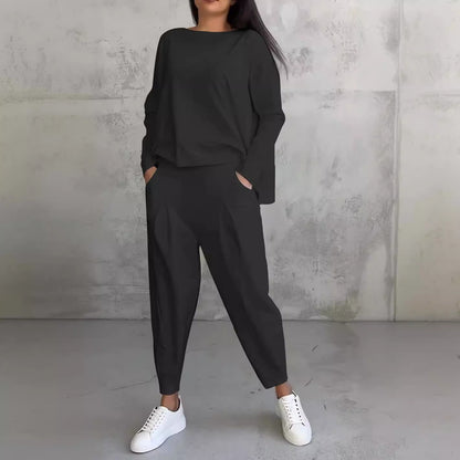 Women's Irregular Long-Sleeved Set with Pockets