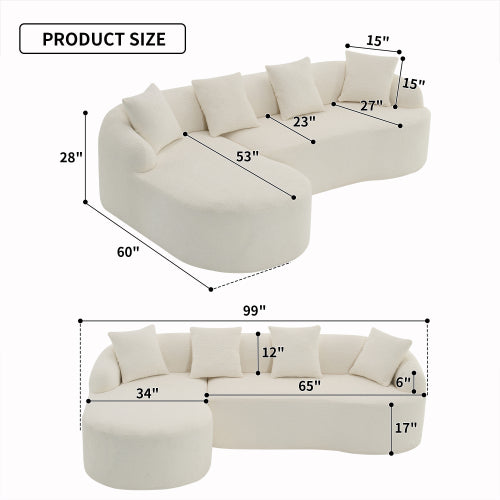 GREY COMPRESSION SOFA with 3-Seater and 4 Pillows