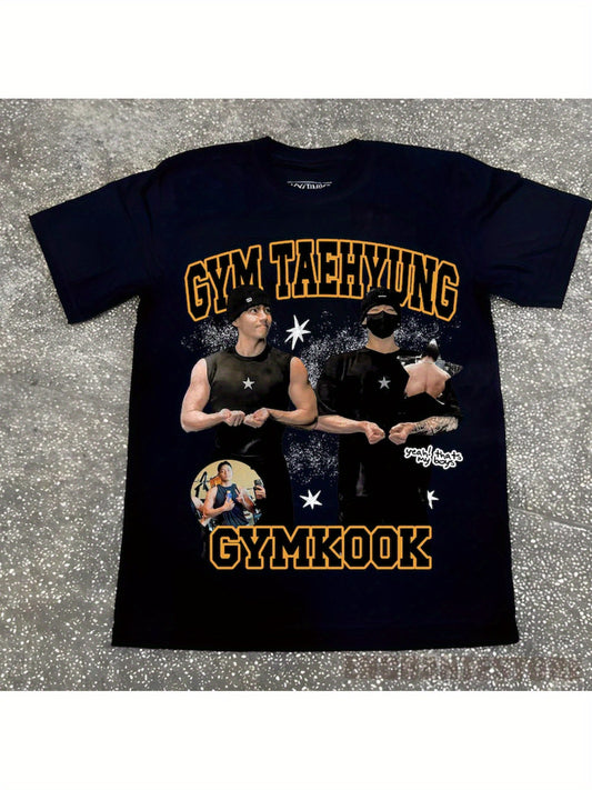 T-shirt de sport rétro Jungkook et Taehyung avec imprimé graphique