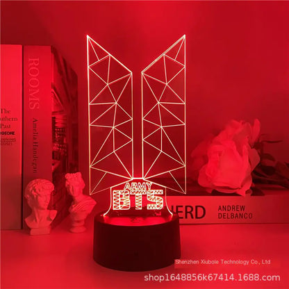 BTS USB Touch Remote Colorful 3D LED Night Light