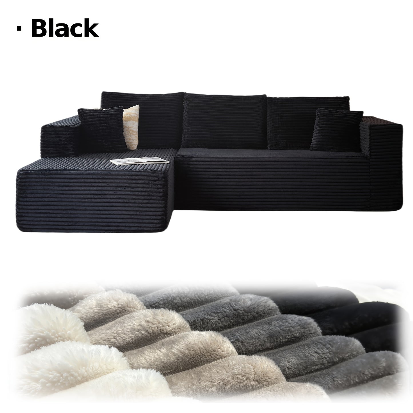 Oversized L Shaped Couch With Chaise  No Assembly Required