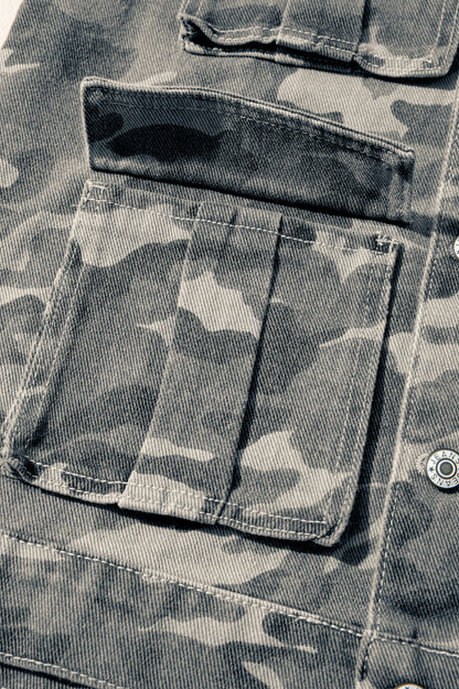 Gilet en jean treillis camouflage vert