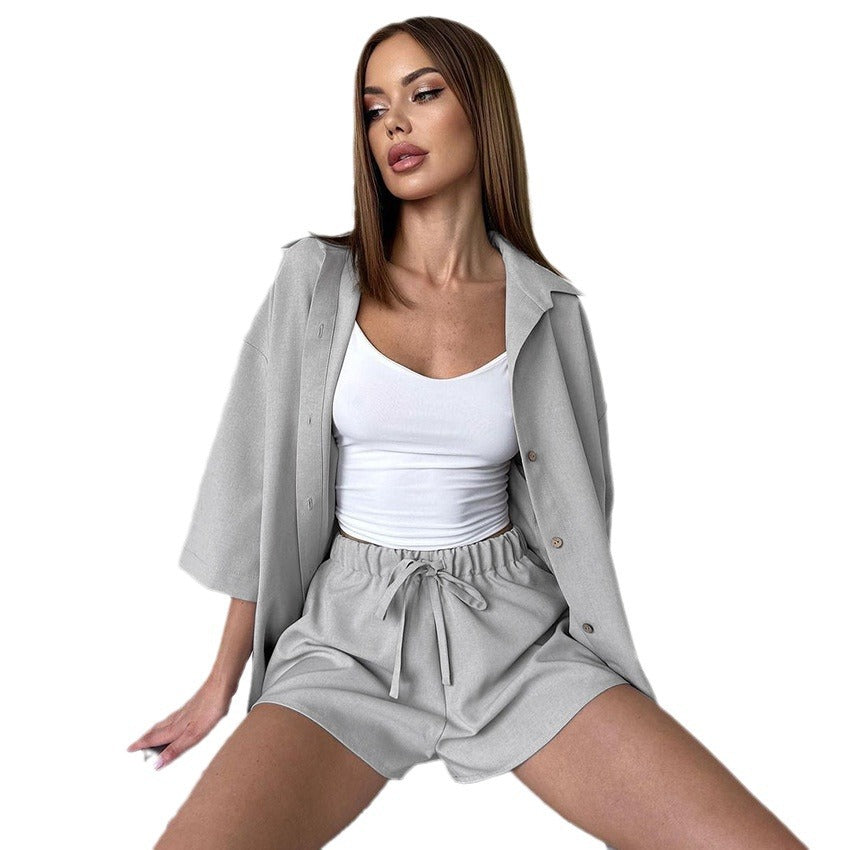 Women's Soft And Comfortable Long-Sleeve Shorts Lounge Wear