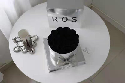Silver Mirror Round Preserved Flower Roses