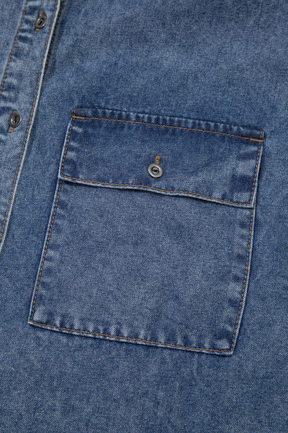 Ashleigh Blue Button Flap Pocket Denim Shirt