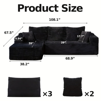 Oversized L Shaped Couch With Chaise  No Assembly Required