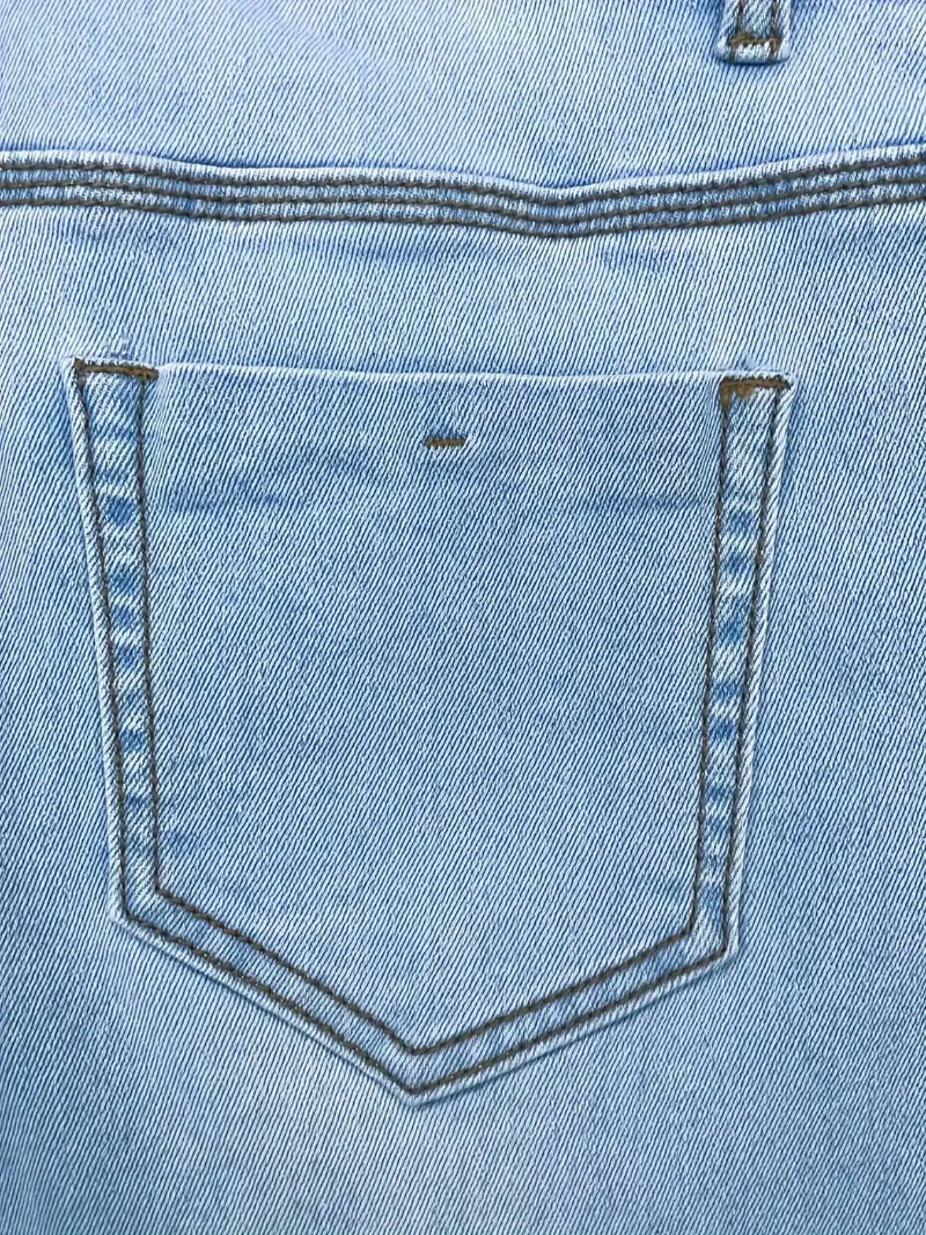High Waisted Button Slim Fit Ripped Jeans
