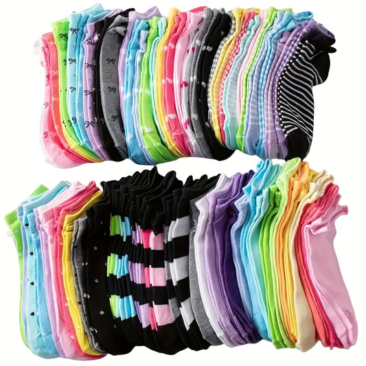 5/10/20 Chaussettes chevilles respirantes colorées à imprimé cœurs pour femmes