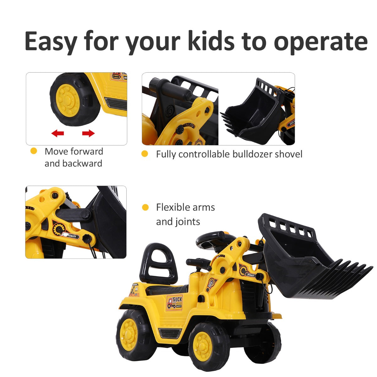 1 Ride On Toy Bulldozer Diggerand  Construction Truck
