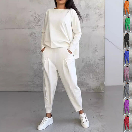Ensemble femme irrégulier à manches longues avec poches