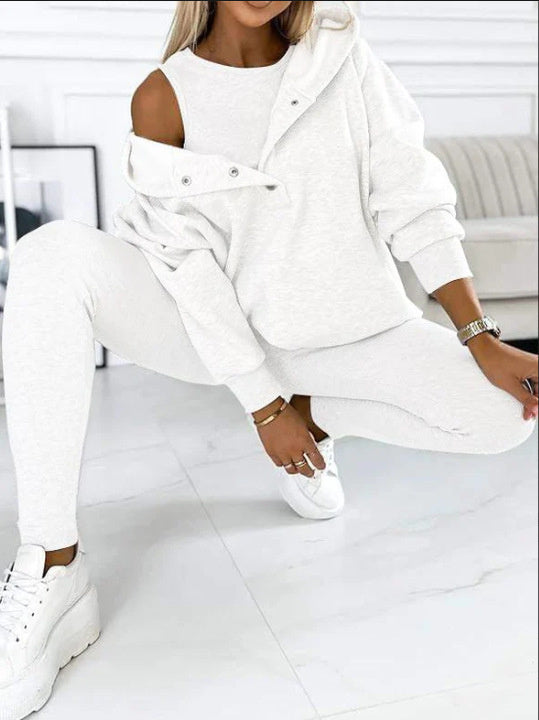 3pcs Women's Loose Hooded Sports Suit