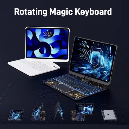 Étui transparent avec clavier pivotant à 360° pour iPad avec porte-stylet
